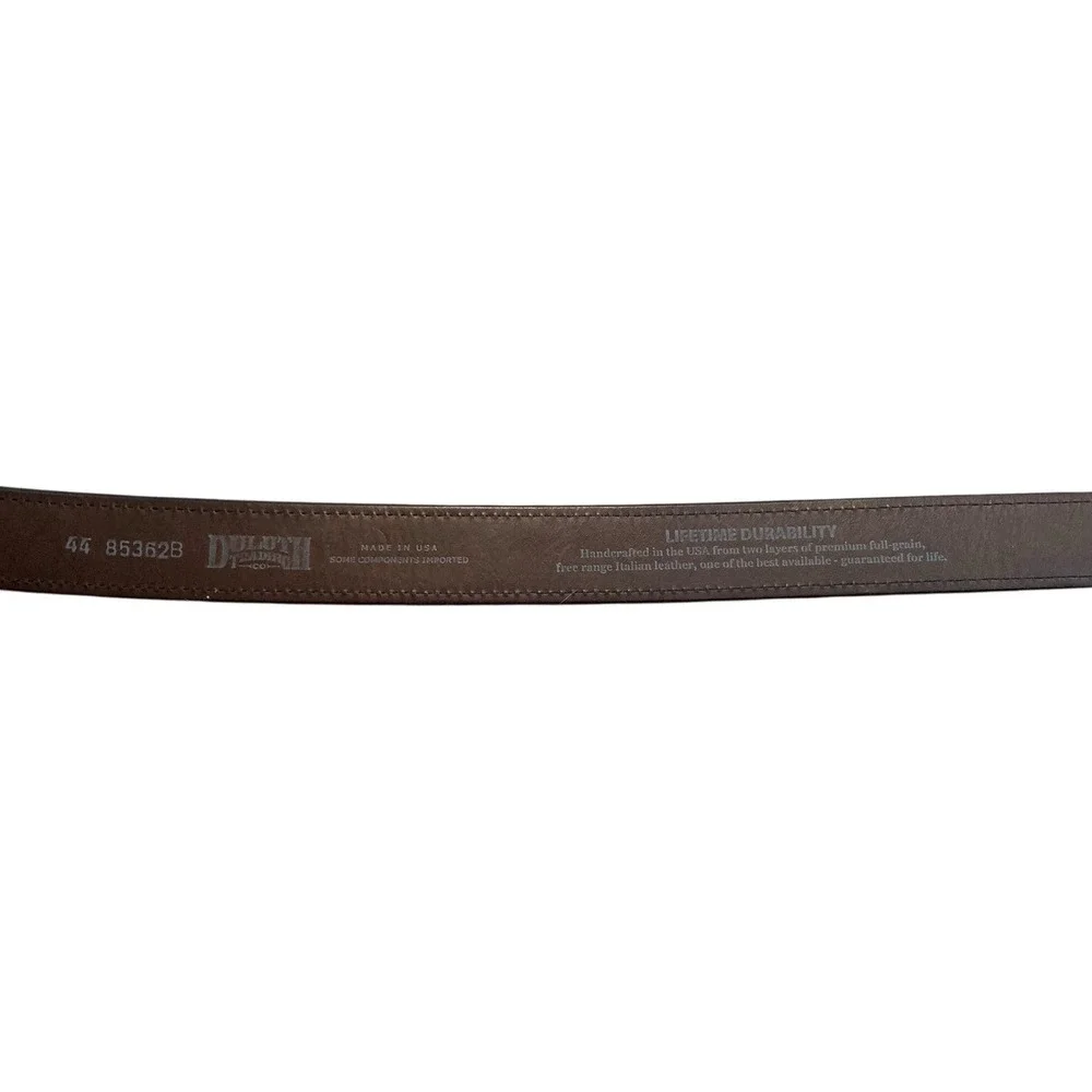Duluth Trading Co Men's Lifetime Leather Belt 44 Brown Brass Buckle‎ Heavy Duty